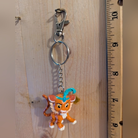 Orange and Blue Keychain with Animal Figure - Picture 1 of 4